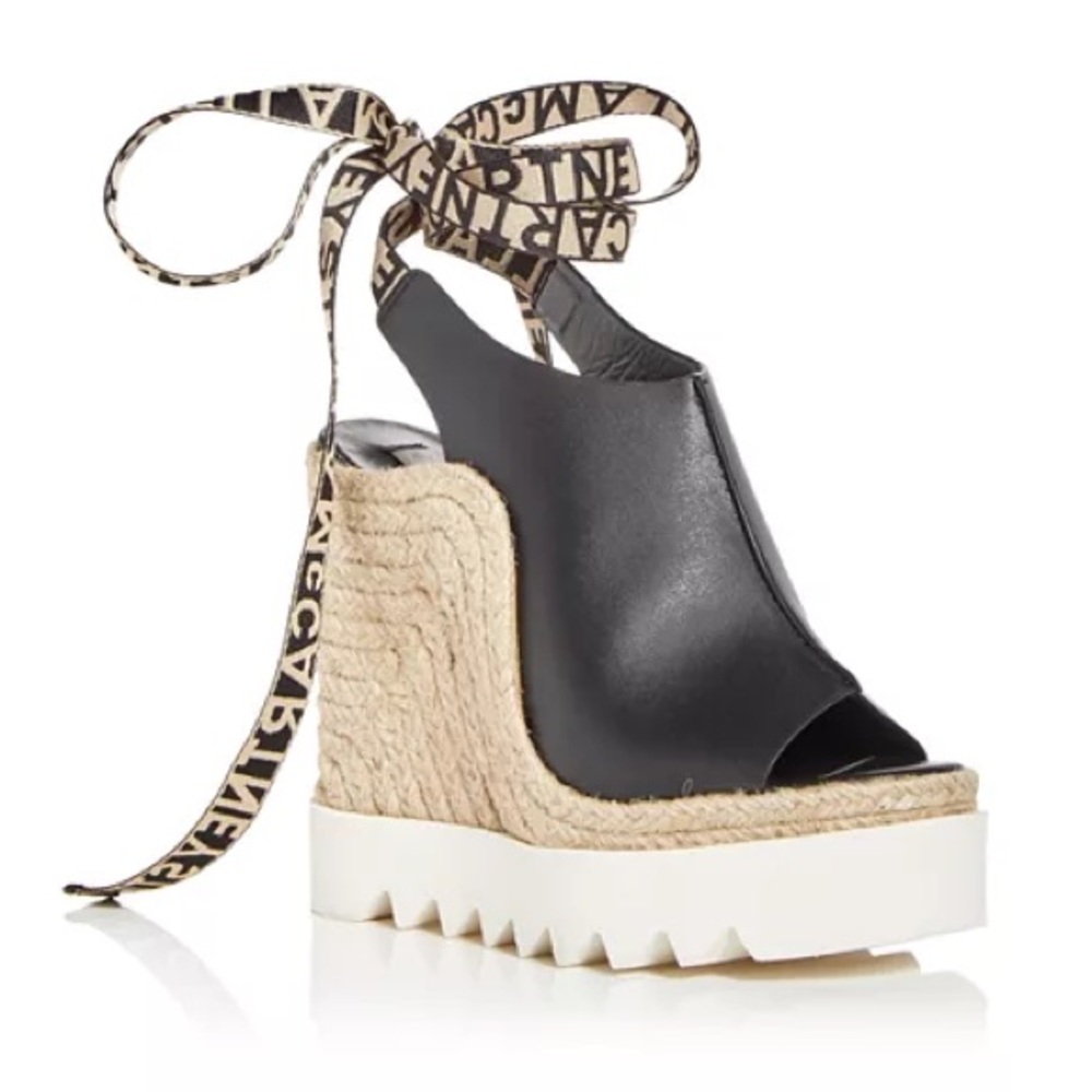 Stella McCartney Gaia Alter Mat Peeptoe Wedge Espadrilles